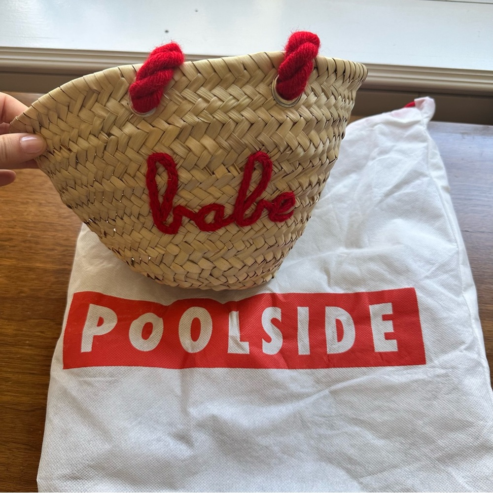 Poolside BABE embroidered straw bag